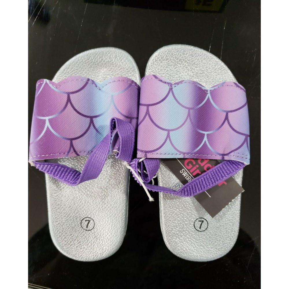 Swiggles Size‎ 7 girls  mermaid Scale Sandals New flip flops silver purple